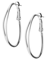 Silvertone slit hoop earrings