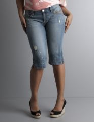 Seven7 distressed jean pedal pusher