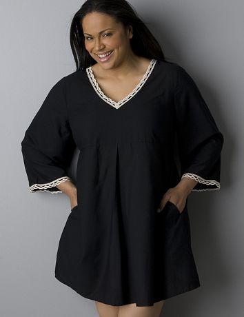 Full figure Crochet trim swim coverup