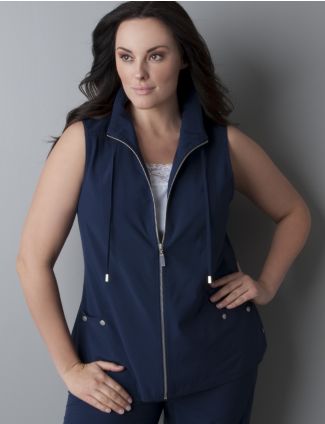 Plus size zip-front woven vest
