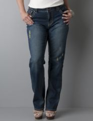 Heavy stitch straight leg jean