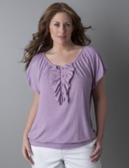 Ruffle stripe knit top