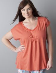 Cap sleeve ruched waist tee