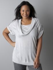 Cowl neck roll cuff sweater