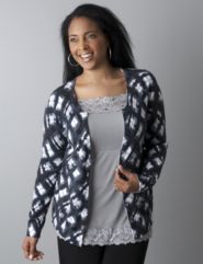 Painted plaid long sleeve cardigan