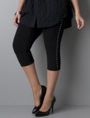 Rhinestone-studded capri legging