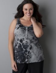 Animal print henley tank