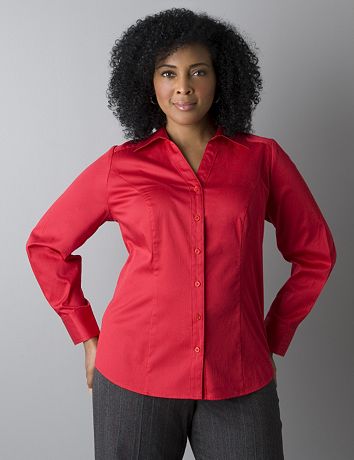 Womens long sleeve stretch woven shirt