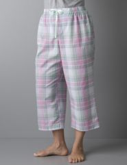 Woven plaid cropped pant