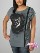 Ruffle-Trim Graphic Tee