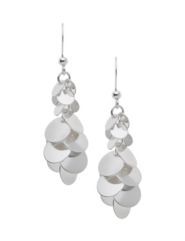 Linear silvertone disc earrings