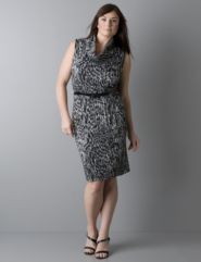 Ponte knit cowl neck dress