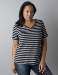 Supima&reg; v-neck striped tee