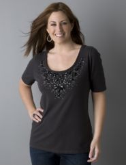 Jeweled front tee