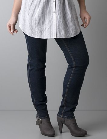 Plus size woven denim pull-on jeggings