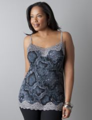 Animal print lace trim cami