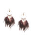 Lane Bryant Beaded feather hoop earrings by - /Chocolate Brown - Size