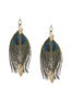Lane Bryant Peacock feather chain drop earrings by - /Gold tone -