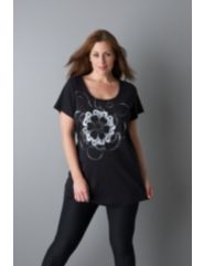 Scrolling flower screen print tee