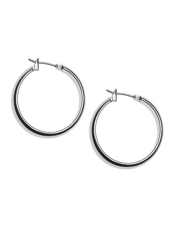 Thick silvertone hoop earrings by Lane Bryant