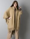 Fringed wrap with hood
