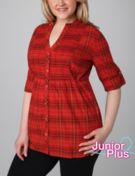 Plaid Button-Front Tunic