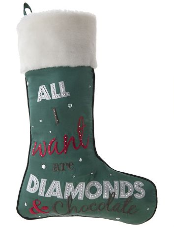 "All I Want Are Diamonds & Chocolate" stocking