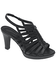 Wide width strappy zipper heeled sandal with non slip sole