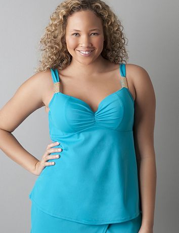 Plus size Swim top with built-in Cacique balconette bra