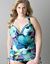Slimming Shirred no-wire watercolor swim top in plus sizes