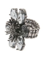 Lucite and rhinestone flower ring by Lane Bryant