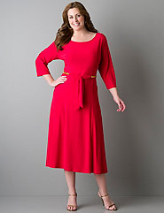Plus-Size 3/4 sleeve dress with belt
