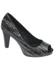 Wide width faux snakeskin peep toe pump