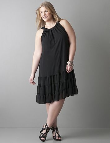 Sleeveless chiffon plus size ruffle dress