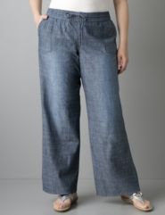 Plus-Size Chambray Pants