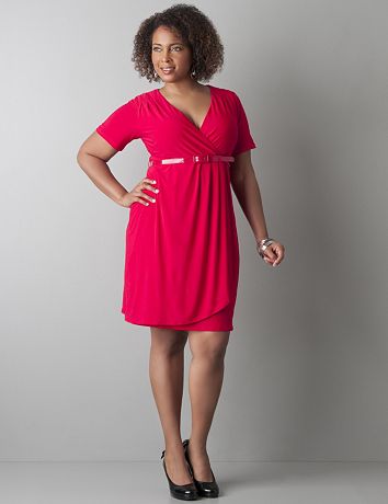 Faux wrap dress with belt by Lane Bryant