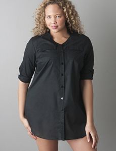 Plus size Rolled sleeve beach & swim cover up