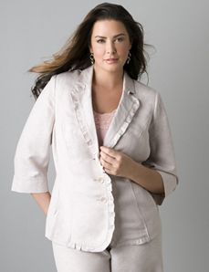 Plus sized 3/4 sleeve linen jacket