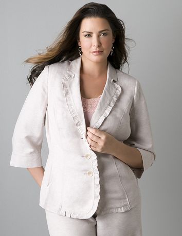 Plus sized 3/4 sleeve linen jacket
