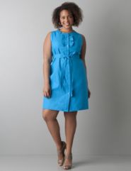 sleeveless ruffled linen dress