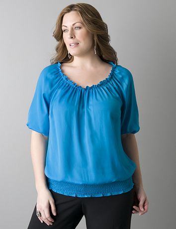 Womens plus size solid peasant top