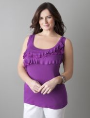 Plus size mixed lace ruffle tank