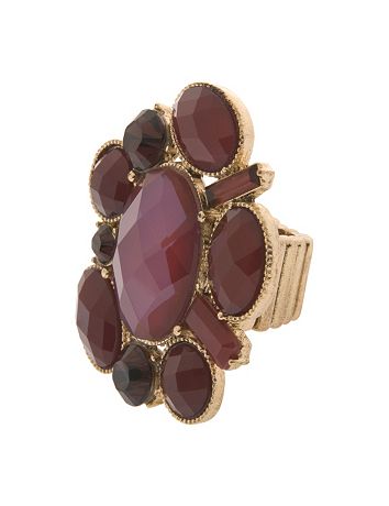 Plus size faceted stone cluster stretch ring