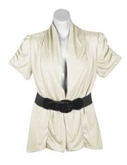 Sand Belted Open Cardigan by One Step Up Plus