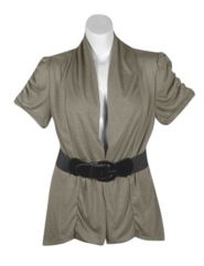 Mocha Belted Open Cardigan by One Step Up Plus
