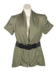 Olive Belted Open Cardigan by One Step Up Plus