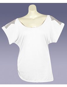 White Stud Top by One Step Up Plus