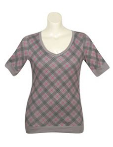 Grey Proper Plaid Top by One Step Up Plus