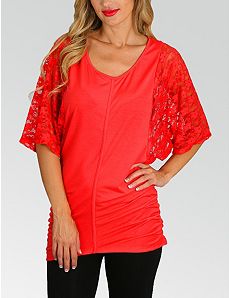 Coral Lace Sleeve Top by alight