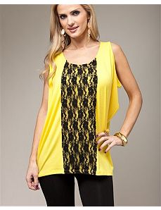 Yellow Lace Up Top by alight